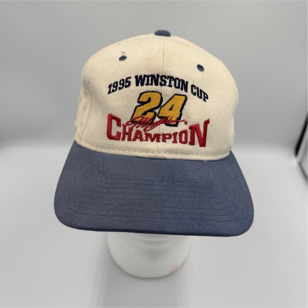 Nutmeg Racing 1995 Winston Cup #24 Champion Snapback Cap Hat White Blue